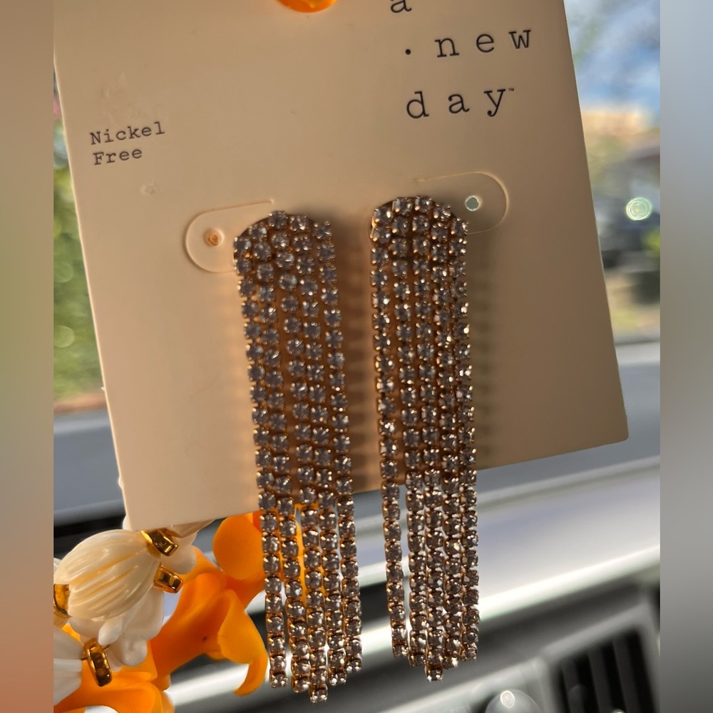 a new day Gold Rhinestone Dangle Earrings